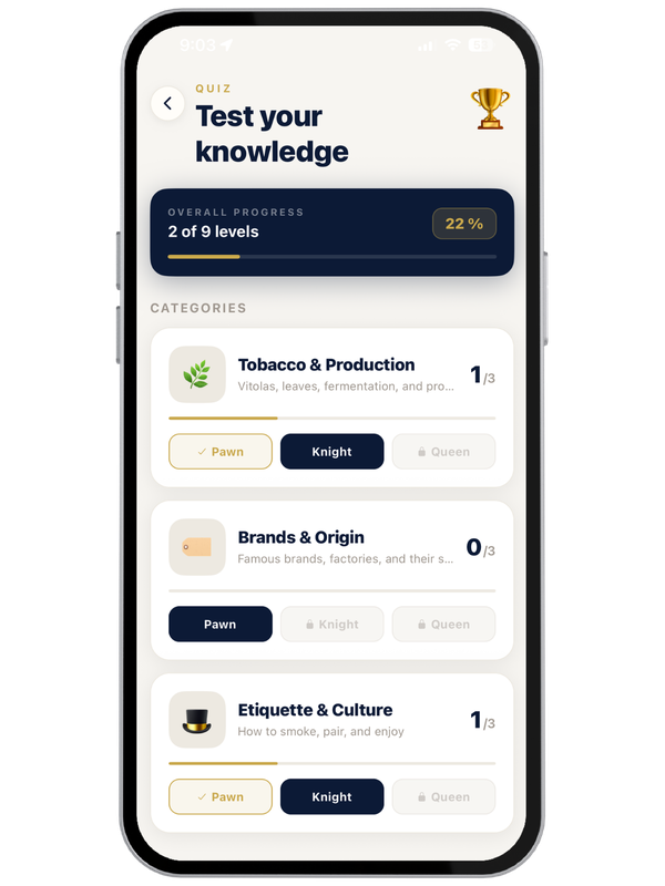 Cigario app screen